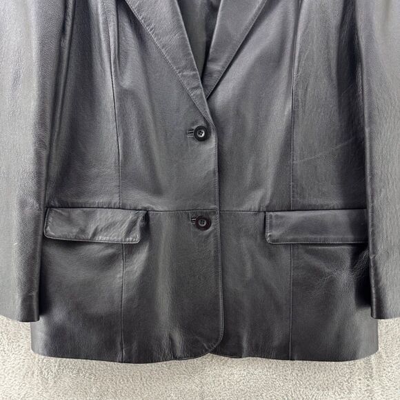 VTG Bagatelle Jacket Womens Plus 16W Black Leather 2 Button Front Pockets Lined - Picture 4 of 16